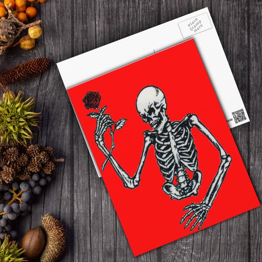skelet met Rozen Briefkaart
