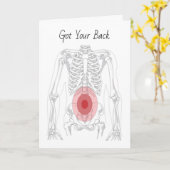 Skelet met rugpijn voor Afstuderen van chiropracto Kaart (Gele Bloem)