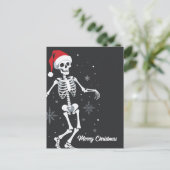 Skelet met Santa Hat Vrolijk Kerstfeest Briefkaart (Staand voorkant)