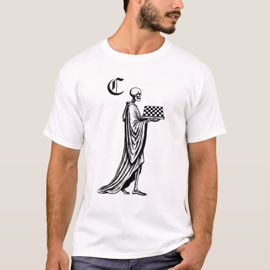 skelet met schaakbord t-shirt (Voorkant)
