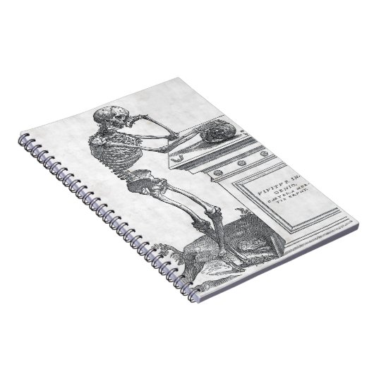 Skelet met schedelnotebook notitieboek (Rechterzijde)