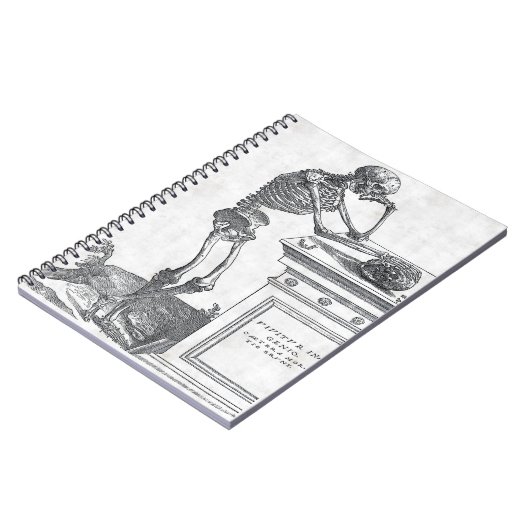 Skelet met schedelnotebook notitieboek (Linkerzijde)