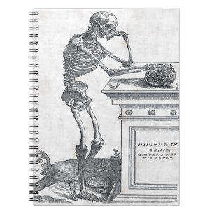 Skelet met schedelnotebook notitieboek