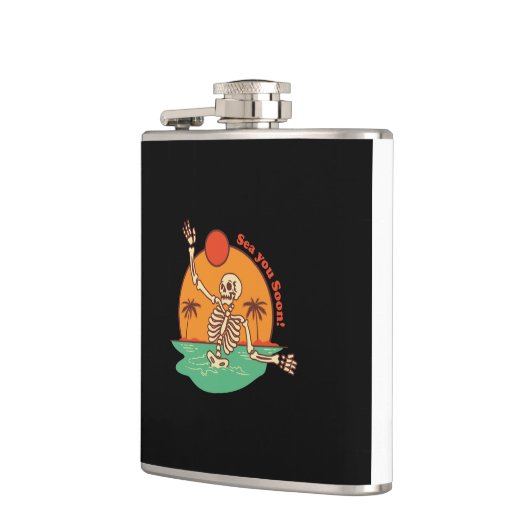 Skelet met See You Soon op een Heupfles (Links)