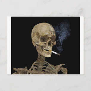 Skelet met sigaret briefkaart