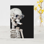 Skelet met sigaret kaart (Gele Bloem)