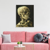 Skelet met sigaret van Van Gogh Canvas Afdruk (Insitu (Woonkamer))