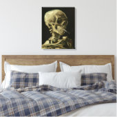 Skelet met sigaret van Van Gogh Canvas Afdruk (Insitu (Slaapkamer))