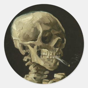 Skelet met sigaret van Van Gogh Ronde Sticker