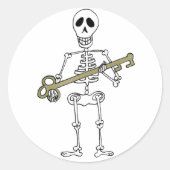 Skelet met Skelet Key Classic Round Sticker (Voorkant)