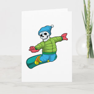 Skelet met snowboarder en snowboard kaart