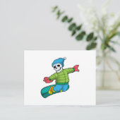 Skelet met snowboarder met snowboard briefkaart (Staand voorkant)