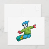 Skelet met snowboarder met snowboard briefkaart (Voorkant / Achterkant)