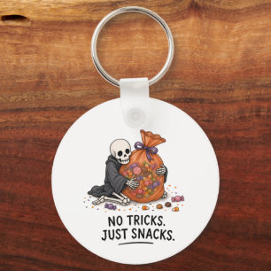Skelet met Zak Snoep Grappige Halloween Illustrati Sleutelhanger