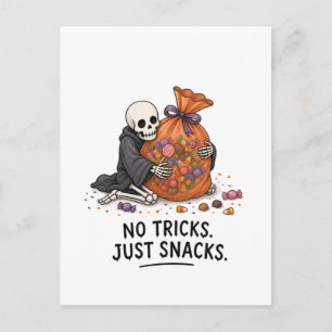 Skelet met Zak Vol Snoep Grappige Halloween Illust Briefkaart