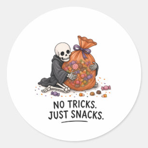 Skelet met Zak Vol Snoep Grappige Halloween Illust Ronde Sticker
