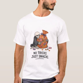 Skelet met Zak Vol Snoep Grappige Halloween Illust T-shirt