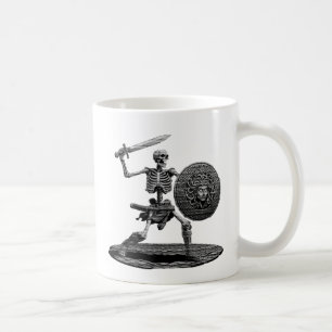 Skelet met zwaard en schild koffiemok