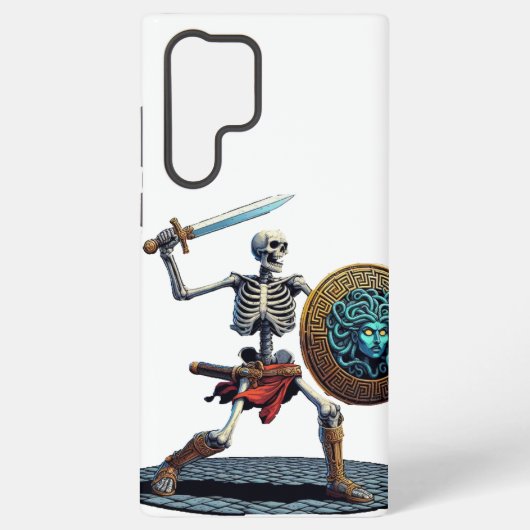 Skelet met zwaard en schild samsung galaxy hoesje (Achterkant)