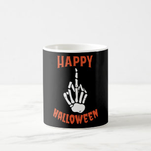 Skelet Middenvinger Gelukkig Halloween Koffiemok