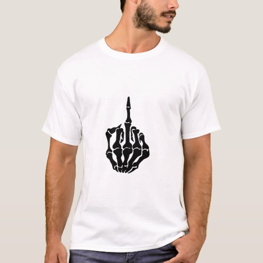 Skelet Middle Finger White Mannen T-shirts (Voorkant)