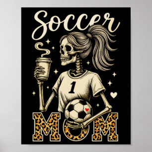 Skelet Moeder Voetbal Koffie Luipaard Stijl Vintag Poster