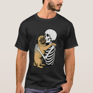 Skelet Mops Halloween Hond Liefhebber Puppy Botten T-shirt