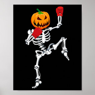 Skelet Muay Thai Halloween Pompoen Kickboksen Mm Poster