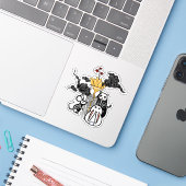 Skelet Muis Panda & Gouden Bloem Zen Sticker (Laptop met iPhone)