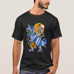 Skelet Mummie Dinosaurus rex Halloween Pompoen ber T-shirt