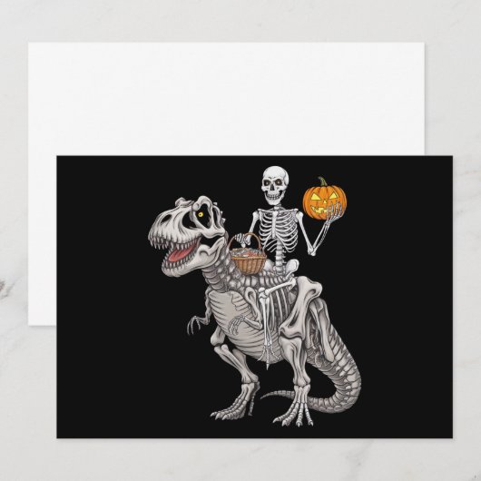 Skelet Mummie Dinosaurus T rex Halloween Kaart (Voorkant / Achterkant)