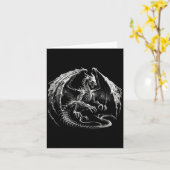 Skelet Mythische Draak Ademend Vuur Fantasie Ha Kaart (Gele Bloem)