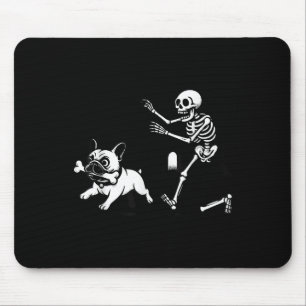 Skelet najagende Franse Bulldog Halloween Hond Moe Muismat