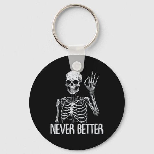 Skelet Nooit Beter Halloween Skull Outfit Sarca Sleutelhanger (Voorkant)