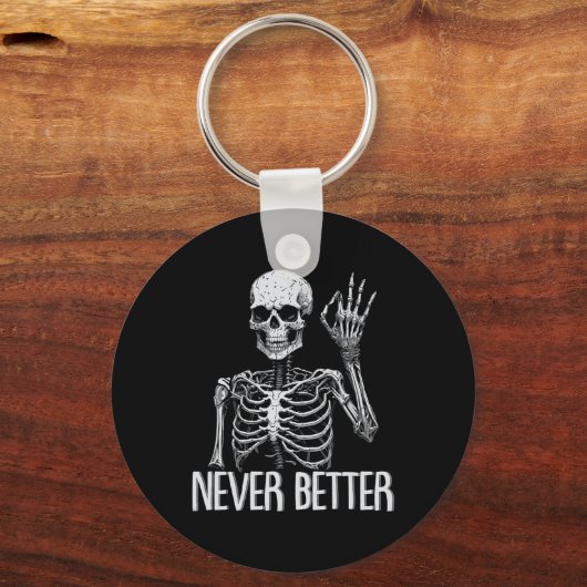 Skelet Nooit Beter Halloween Skull Outfit Sarca Sleutelhanger (Voorkant)