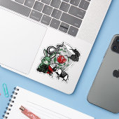 Skelet Olifant & Geeky Goth Konijn Kunst Sticker (Laptop met iPhone)