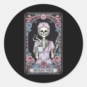 Skelet Oncologieverpleegster Tarotkaart Oncoloog H Ronde Sticker