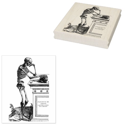 Skelet op begraafplaats met schedel Rubber Kunstst Rubberstempel (Gestempeld)