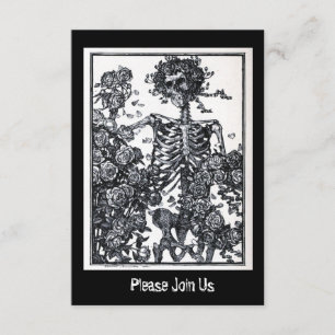 skelet op dag van de dode halloween kaart