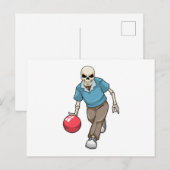 Skelet op de bowlingbaan met bowlingbal briefkaart (Voorkant / Achterkant)