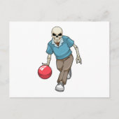 Skelet op de bowlingbaan met bowlingbal briefkaart (Voorkant)