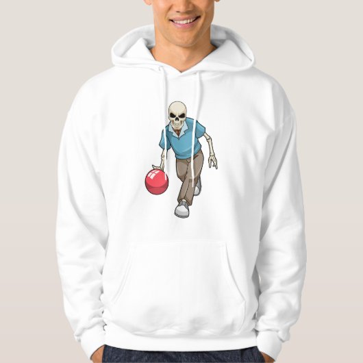 Skelet op de bowlingbaan met bowlingbal hoodie (Voorkant)