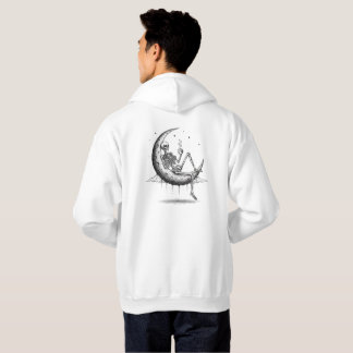 Skelet op de Maan met Koffie – Gotische Nacht Hoodie