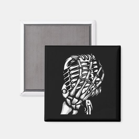 Skelet op de mic Rock en Roll'Band T - shirts Magneet (Voorkant / Achterkant)