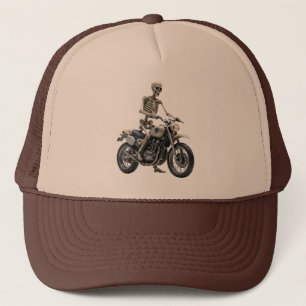 Skelet op de motor trucker pet