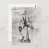 Skelet op de schedel briefkaart (Voorkant / Achterkant)