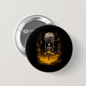 skelet op de schommel in de boszaal ronde button 5,7 cm (Voorkant /achterkant)