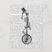 Skelet op de Unicycle Briefkaart (Voorkant)
