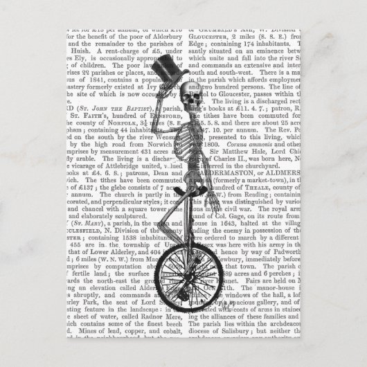 Skelet op de Unicycle Briefkaart (Voorkant)