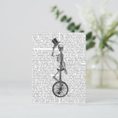 Skelet op de Unicycle Briefkaart (Staand voorkant)